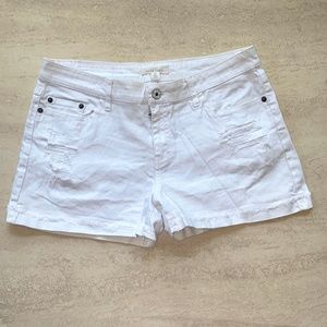 Wild Pearl White Distressed Jean Shorts